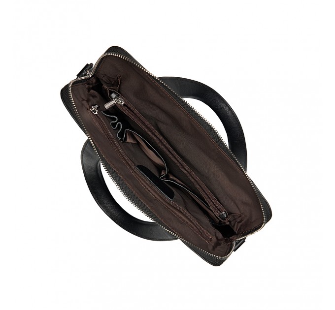 Чоловіча сумка-портфель з натуральної шкіри чорна BAGS4LIFE MAN 9617-1 з двома ручками