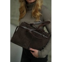 Сумка жіноча з натуральної шкіри та замші коричнева BAGS4LIFE 5139 з ремінцями