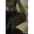Сумка жіноча з натуральної шкіри та замші коричнева BAGS4LIFE 5139 з ремінцями