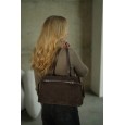 Сумка жіноча з натуральної шкіри та замші коричнева BAGS4LIFE 5139 з ремінцями