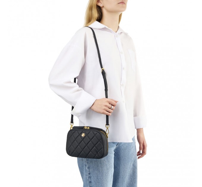 Жіноча сумка крос-боді з натуральної шкіри чорна BAGS4LIFE H0051