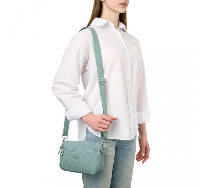 Сумка жіноча з полиэстера зелена BAGS4LIFE 88006 стьобана кишеня