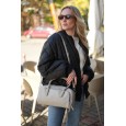 Жіноча сумка з натуральної шкіри біло-сіра BAGS4LIFE 8208