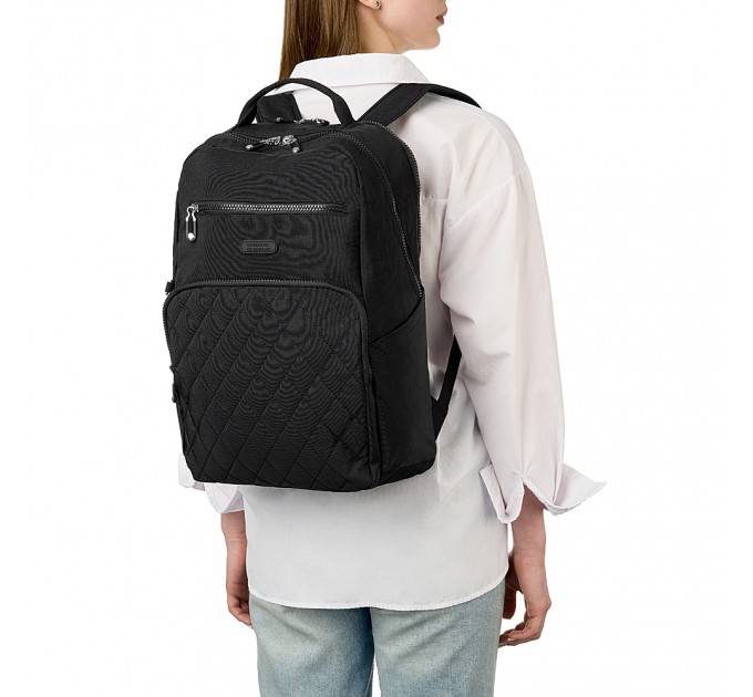 Рюкзак женский из полиэстера черный BAGS4LIFE 88001 со стеганным карманом