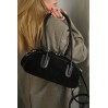 Жіноча сумка-багет з натуральної замші та шкіри чорна BAGS4LIFE 8575F з двома ручками