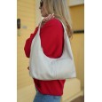 Женская сумка-хобо с натуральной кожи серо-бежевая BAGS4LIFE 8599