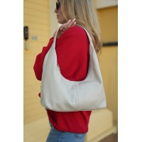 Женская сумка-хобо с натуральной кожи серо-бежевая BAGS4LIFE 8599