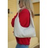 Женская сумка-хобо с натуральной кожи серо-бежевая BAGS4LIFE 8599
