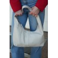 Женская сумка-хобо с натуральной кожи серо-бежевая BAGS4LIFE 8599