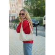Женская сумка-хобо с натуральной кожи серо-бежевая BAGS4LIFE 8599