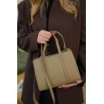 Женская сумка из натуральной кожи серо-бежевая BAGS4LIFE 5112 прямоугол. с ручками