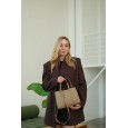 Женская сумка из натуральной кожи серо-бежевая BAGS4LIFE 5112 прямоугол. с ручками