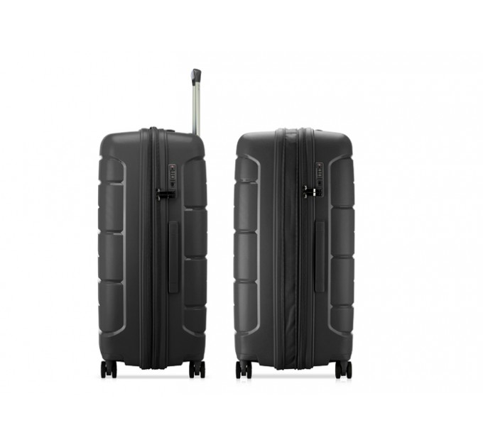 Чемодан большой пластиковый черный Roncato Modo Starlight 423451/01 с расширением