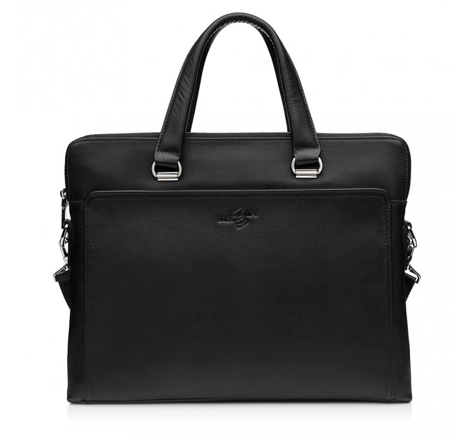 Чоловіча сумка-портфель з натуральної шкіри чорна BAGS4LIFE MAN 9580-3 з короткими ручками