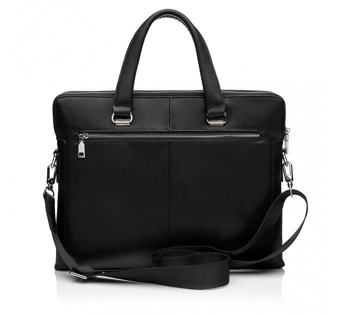 Чоловіча сумка-портфель з натуральної шкіри чорна BAGS4LIFE MAN 9580-3 з короткими ручками