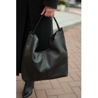 Жіноча сумка-мішок з натуральної шкіри чорна BAGS4LIFE 9779