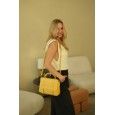 Женская сумка из натуральной кожи желтая BAGS4LIFE 99053 мал. с клапаном и ремешками