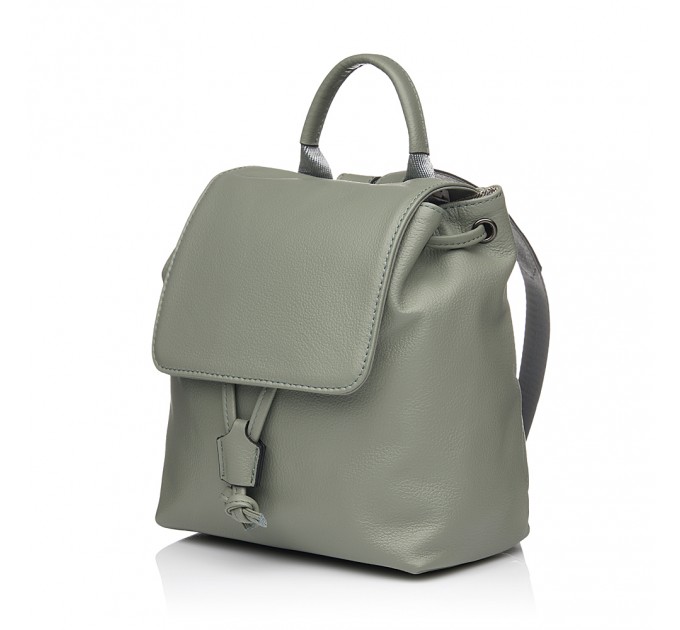 Рюкзак жіночий з натуральної шкіри сіро-зелений BAGS4LIFE 681