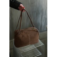 Жіноча сумка з натуральної шкіри та замші сіро-бежева BAGS4LIFE 8213-8 з двома ручками