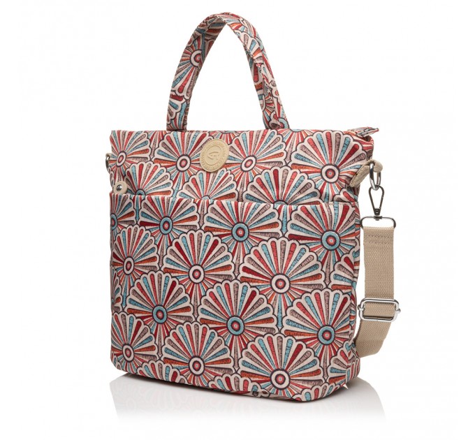 Сумка-шопер жіноча з поліестера бежевий принт BAGS4LIFE 91406 з двома ручками