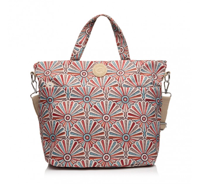 Сумка-шопер жіноча з поліестера бежевий принт BAGS4LIFE 91406 з двома ручками