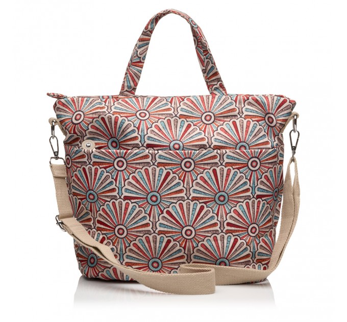 Сумка-шопер жіноча з поліестера бежевий принт BAGS4LIFE 91406 з двома ручками