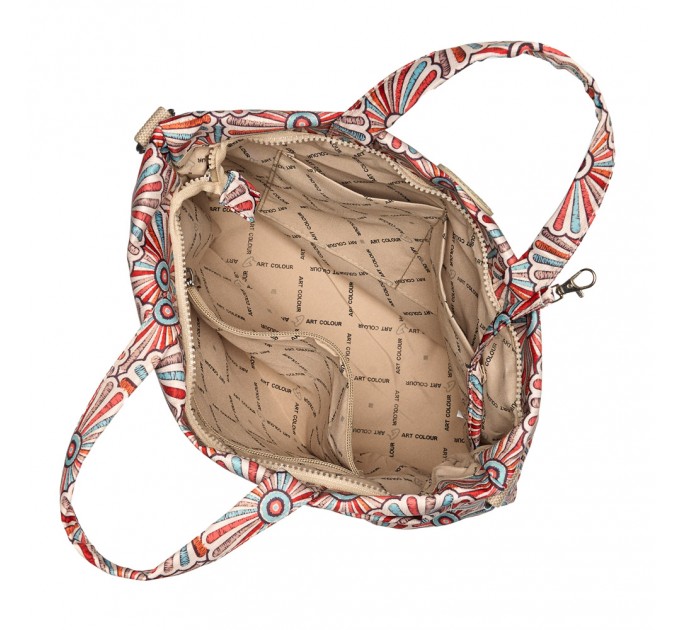 Сумка-шопер жіноча з поліестера бежевий принт BAGS4LIFE 91406 з двома ручками