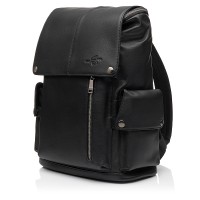 Чоловічий рюкзак з натуральної шкіри чорний BAGS4LIFE MAN 7029 з клапаном
