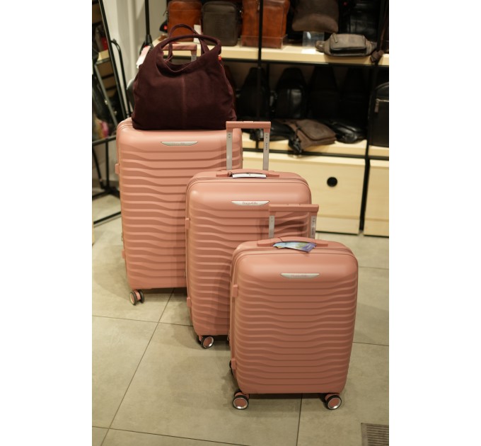 Валіза маленька пластикова, ручна поклажа BAGS4LIFE PP1220 темно-рожева