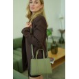 Жіноча сумка з натуральної шкіри св. олива BAGS4LIFE 5112 прямокут. з ручками