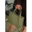 Жіноча сумка з натуральної шкіри св. олива BAGS4LIFE 5112 прямокут. з ручками