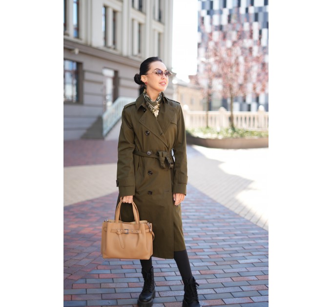 Сумка женская кожанная бежевая BAGS4LIFE (T) 6013# с ремешком