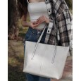 Жіноча сумка шкіряна шоппер біла BAGS4LIFE 55-259