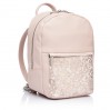 Рюкзак для жінок шкіряний рожевий Vito Torelli 1029 пудра золотий принт