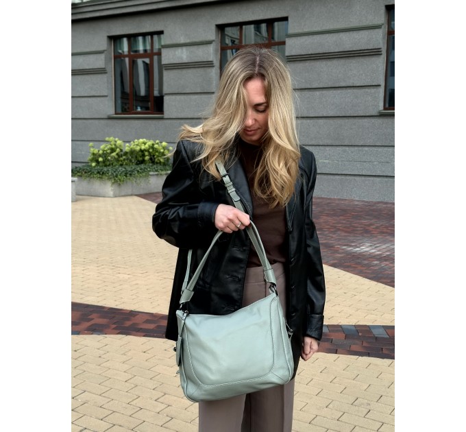 Жіноча сумка з натуральної шкіри світло-зелена BAGS4LIFE 2062
