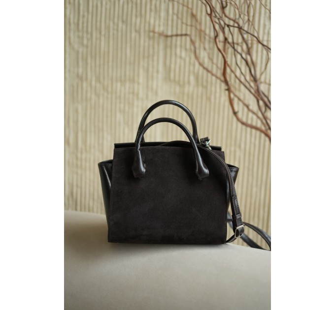 Сумка-тоут жіноча зі шкіри та замшу коричнева Vito Torelli 1063 6010/2115