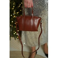 Жіноча сумка-тоут з натуральної шкіри коичнева BAGS4LIFE 8866 з ручками