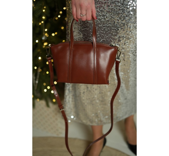 Жіноча сумка-тоут з натуральної шкіри коичнева BAGS4LIFE 8866 з ручками