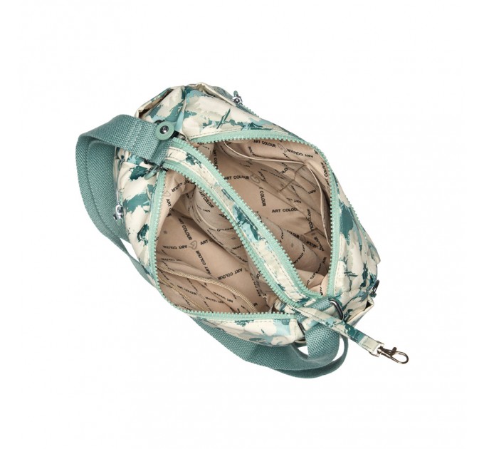Сумка крос-боді жіноча з поліестера зелений принт BAGS4LIFE 91004