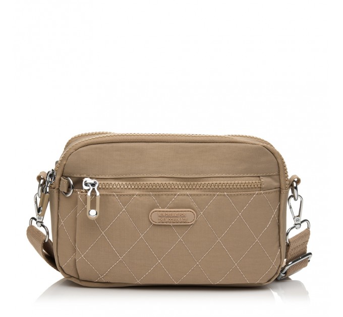 Сумка жіноча з полиэстера бежева BAGS4LIFE 88006 стьобана кишеня
