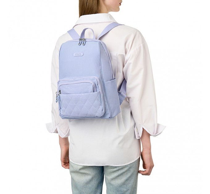 Рюкзак женский из полиэстера сиреневый BAGS4LIFE 88001 со стеганным карманом