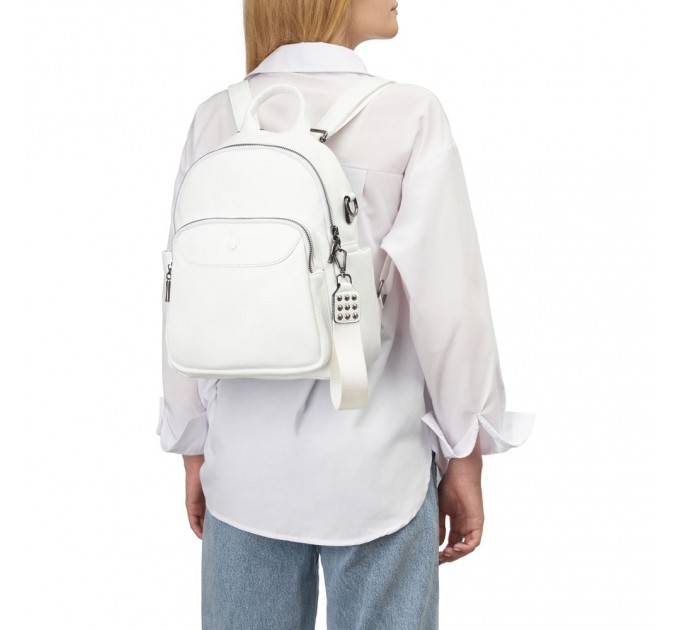 Жіночий рюкзак з натуральної шкіри білий BAGS4LIFE 7627