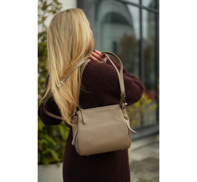 Сумка жіноча з натуральної шкіри сіро-бежева BAGS4LIFE 99-58 Сумка жіноча з натуральної шкіри сіро-бежева BAGS4LIFE 99-58