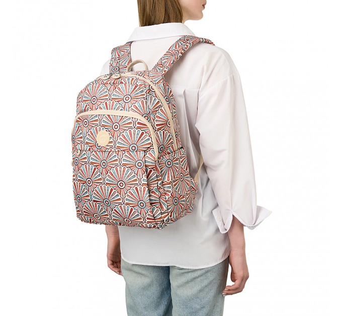 Рюкзак женский из полиэстера бежевый принт BAGS4LIFE 91401