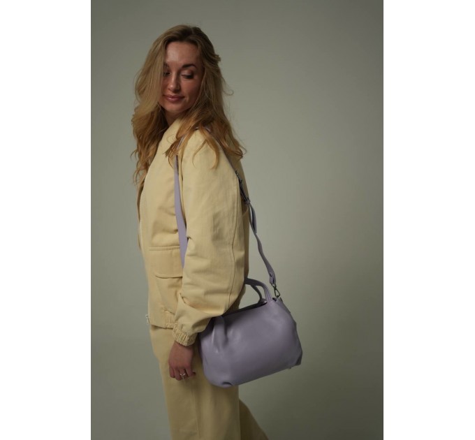 Жіноча сумка з натуральної шкіри лавандова BAGS4LIFE 99-56 з двома ручками