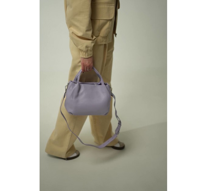 Жіноча сумка з натуральної шкіри лавандова BAGS4LIFE 99-56 з двома ручками