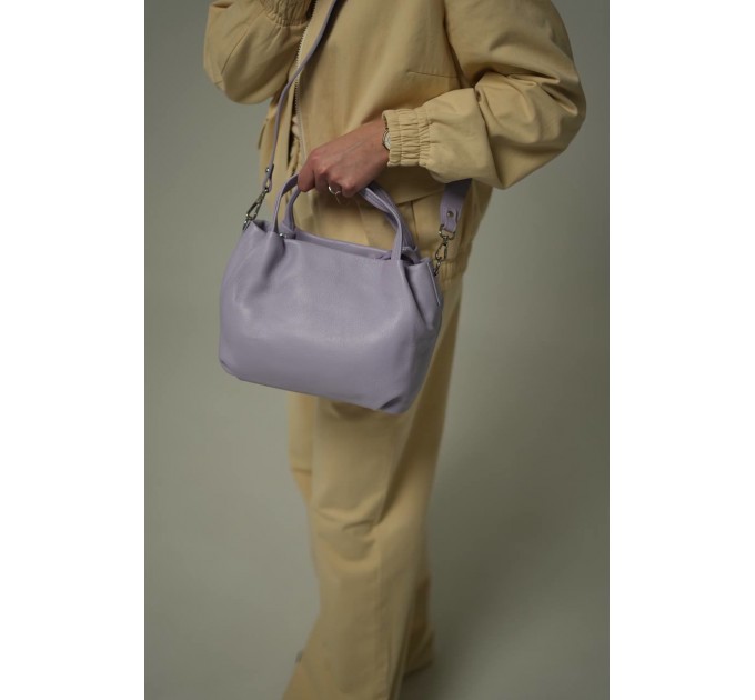 Жіноча сумка з натуральної шкіри лавандова BAGS4LIFE 99-56 з двома ручками