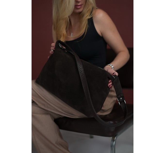 Женская сумка из натуральной кожи и замши коричневая Vito Torelli 1105 6010/1210