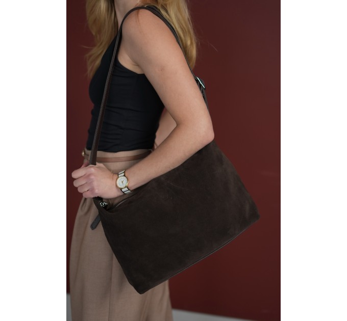 Женская сумка из натуральной кожи и замши коричневая Vito Torelli 1105 6010/1210