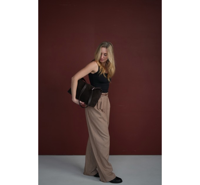 Женская сумка из натуральной кожи и замши коричневая Vito Torelli 1105 6010/1210